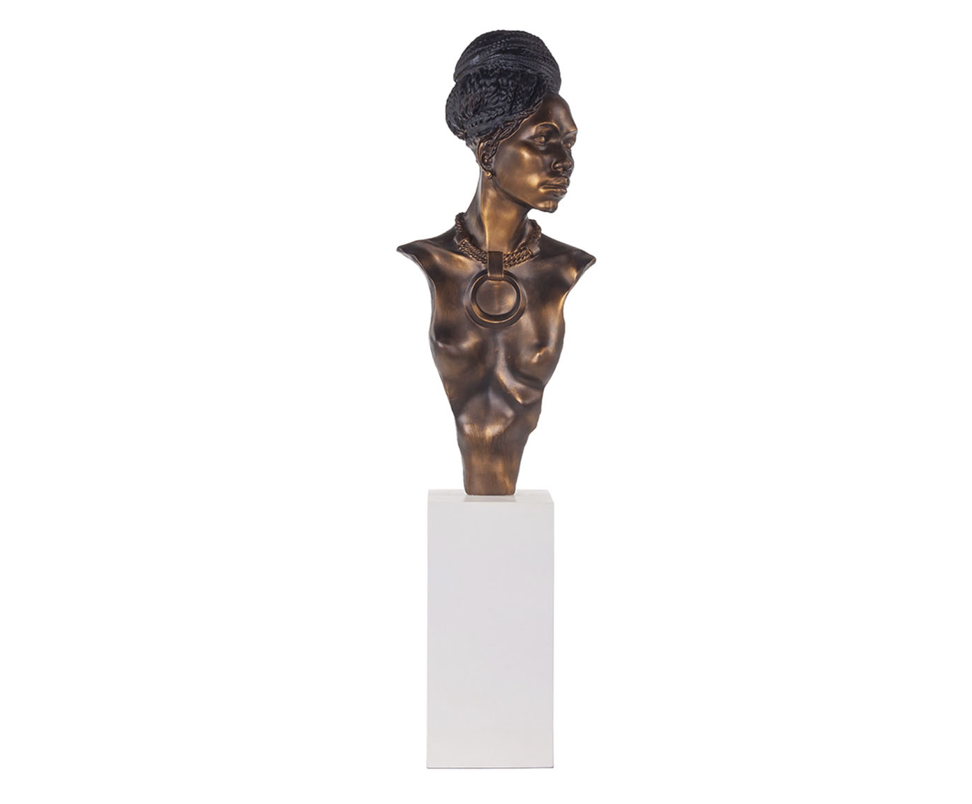 Adorno Afro Zuri Dourado Envelhecido com Base Bege - image 0