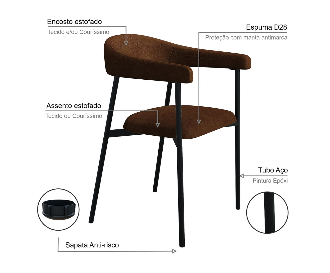 Jogo de Cadeiras de Jantar Angel Galaxy Tecido Whisky image number 2