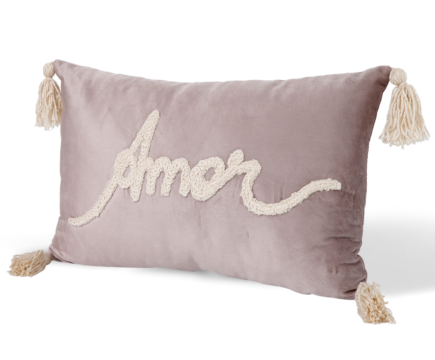 Capa de Almofada Bordada Amor Rosa Acizentado image number 2