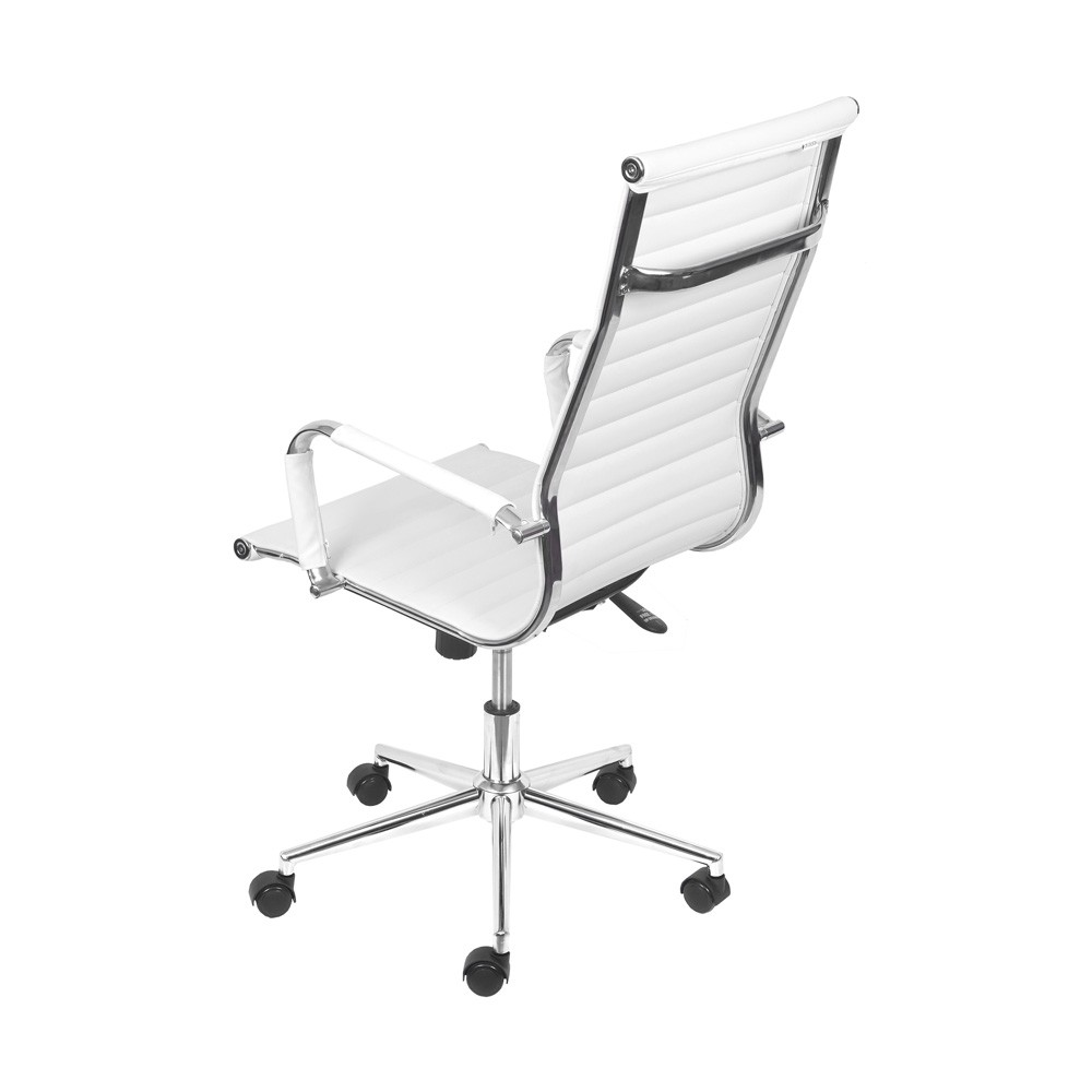 Cadeira Girat&oacute;ria com Rod&iacute;zios Alta Office Eames Esteirinha Branca image number 2