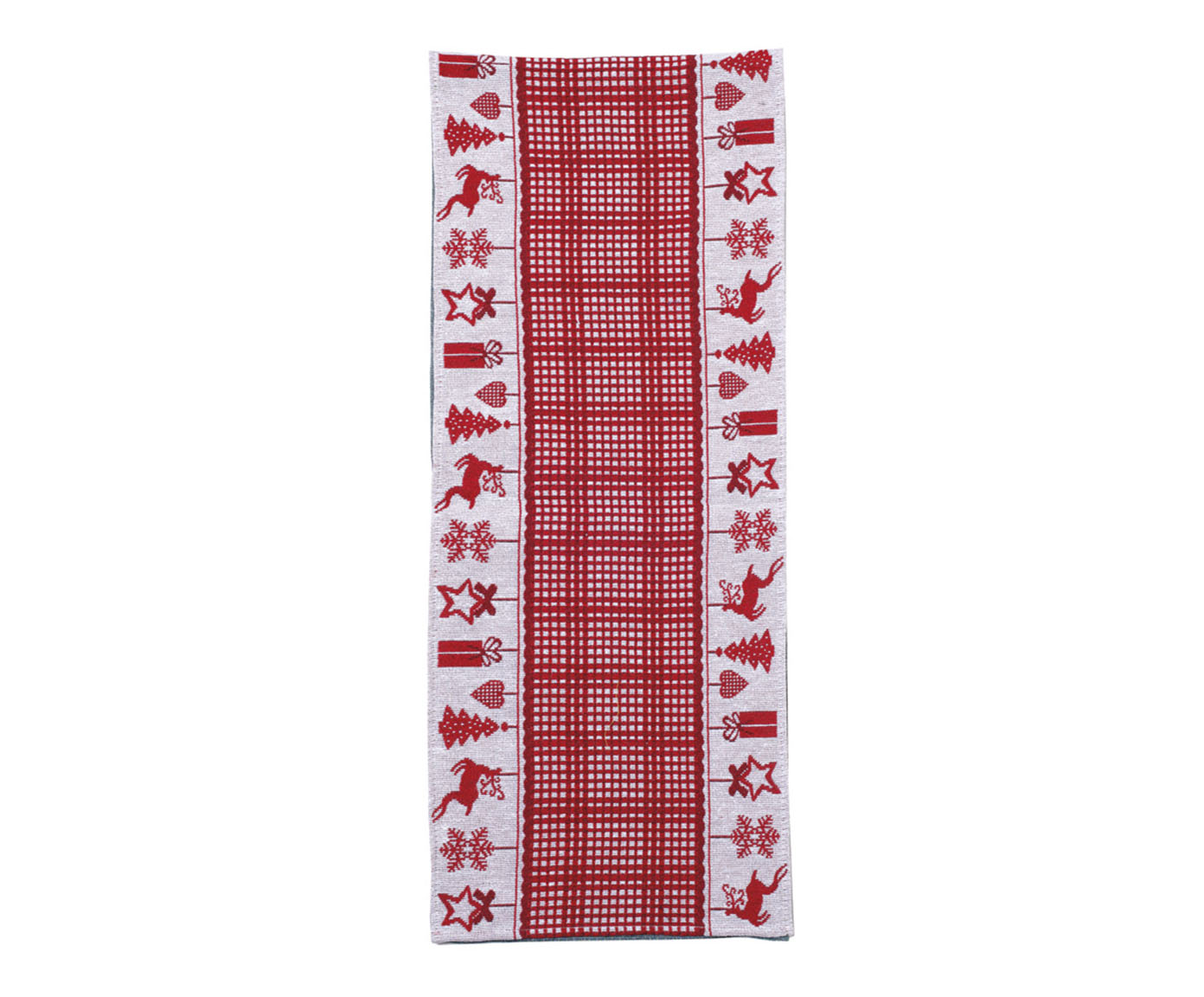 Caminho de Mesa Natalino Estilo Goblin II - Vermelho e Branco image number 0