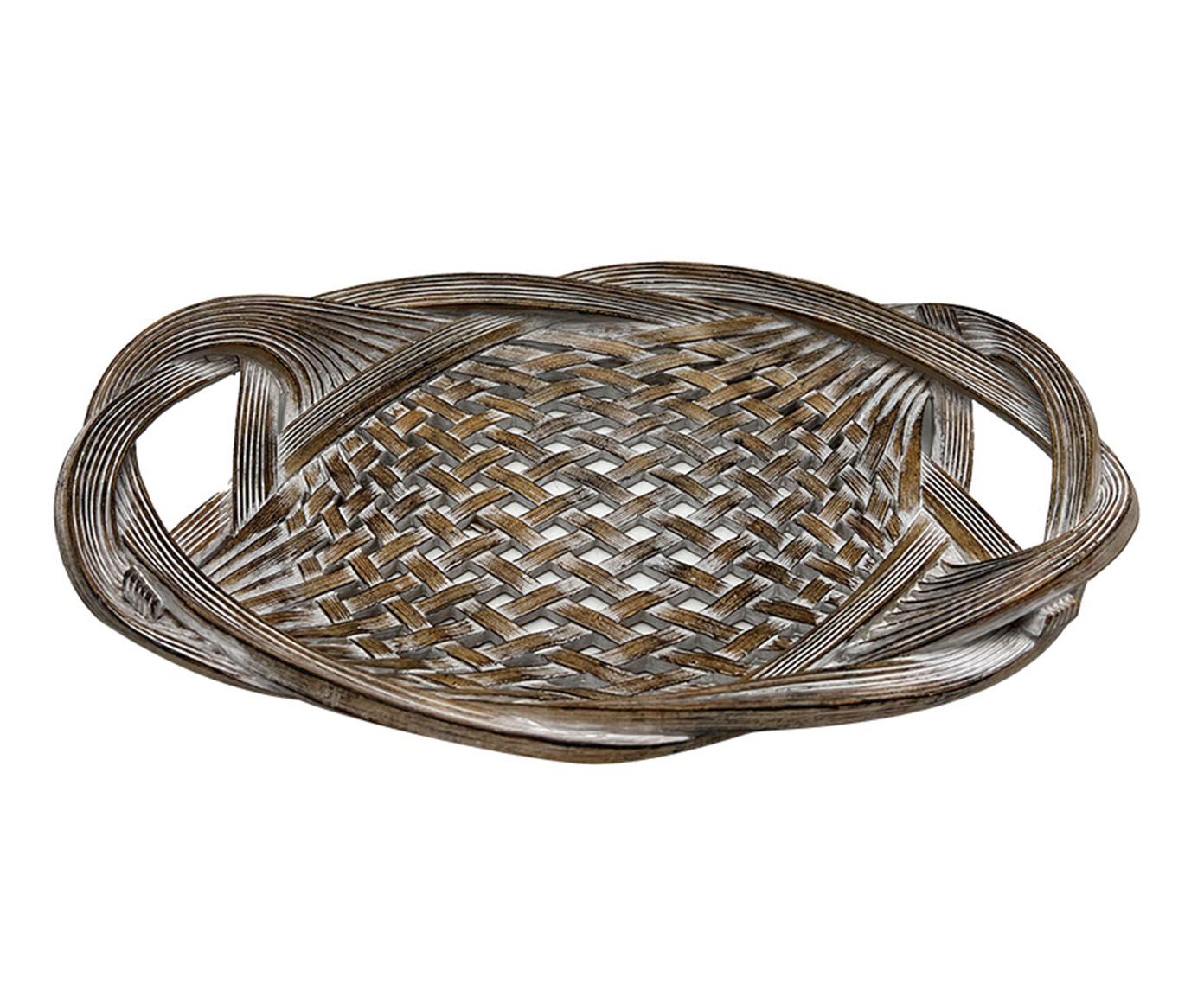 Bandeja Decorativa Tramada Buya Marrrom e Branco - image 0
