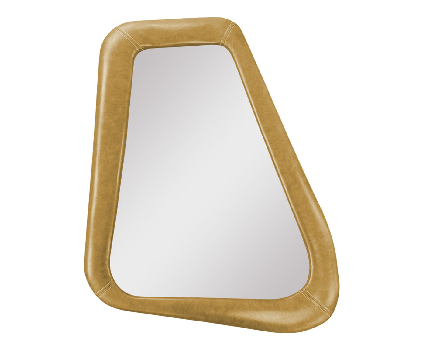 Espelho Decorativo Trap&eacute;zio em Corino Caramelo - image 0
