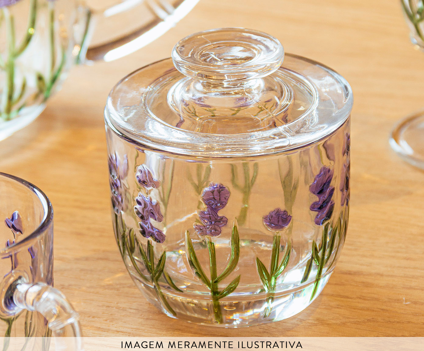 Manteigueira Francesa em Cristal Lavanda Hand Painting image number 4