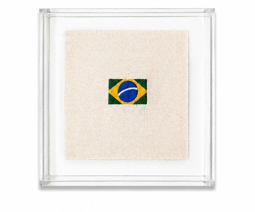 Quadro Acr&iacute;lico Bordado Bandeirinha Brasil image number 0