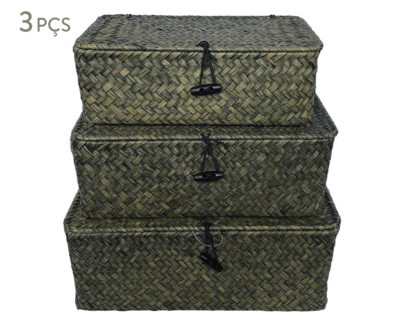 Jogo de Caixas Decorativas Fibr&eacute; Verde - image 0