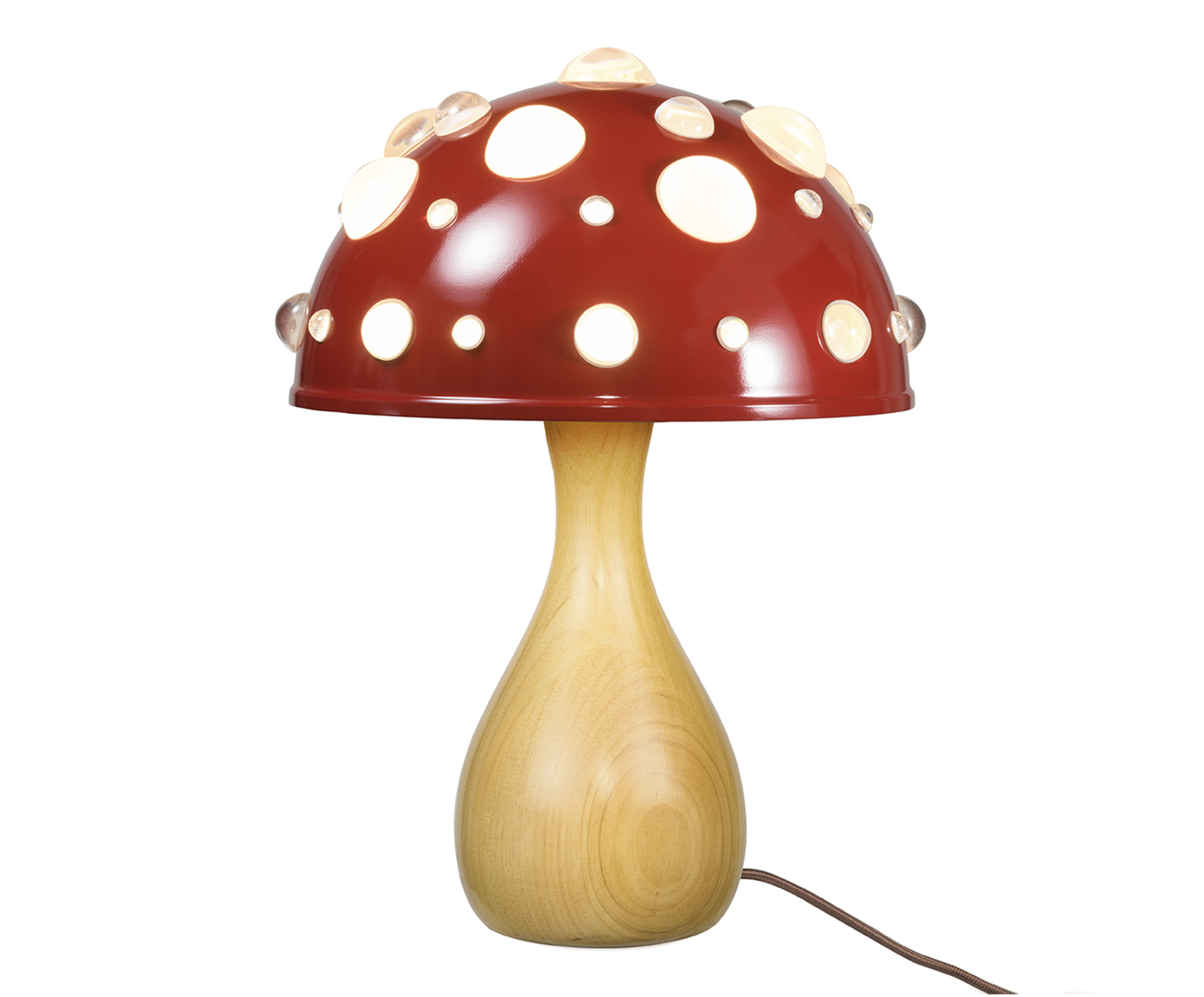 Lumin&aacute;ria Cogumelo Vermelho Liso Brilhante e Marfim image number 3