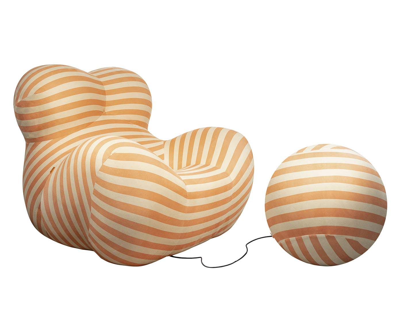 Poltrona com Pufe Femminile - Laranja e Bege - image 0