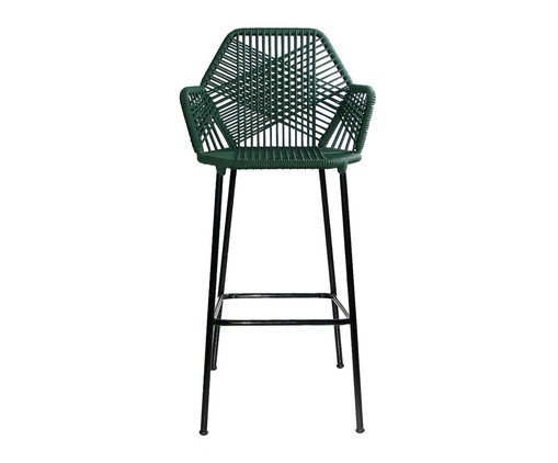 Banqueta Tropic&aacute;lia em Corda N&aacute;utica - Verde Musgo e Preto - image 1