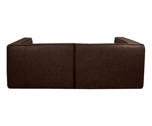 Sof&aacute; 2 M&oacute;dulos Chaise Mensa em Couro Marrom image number 3