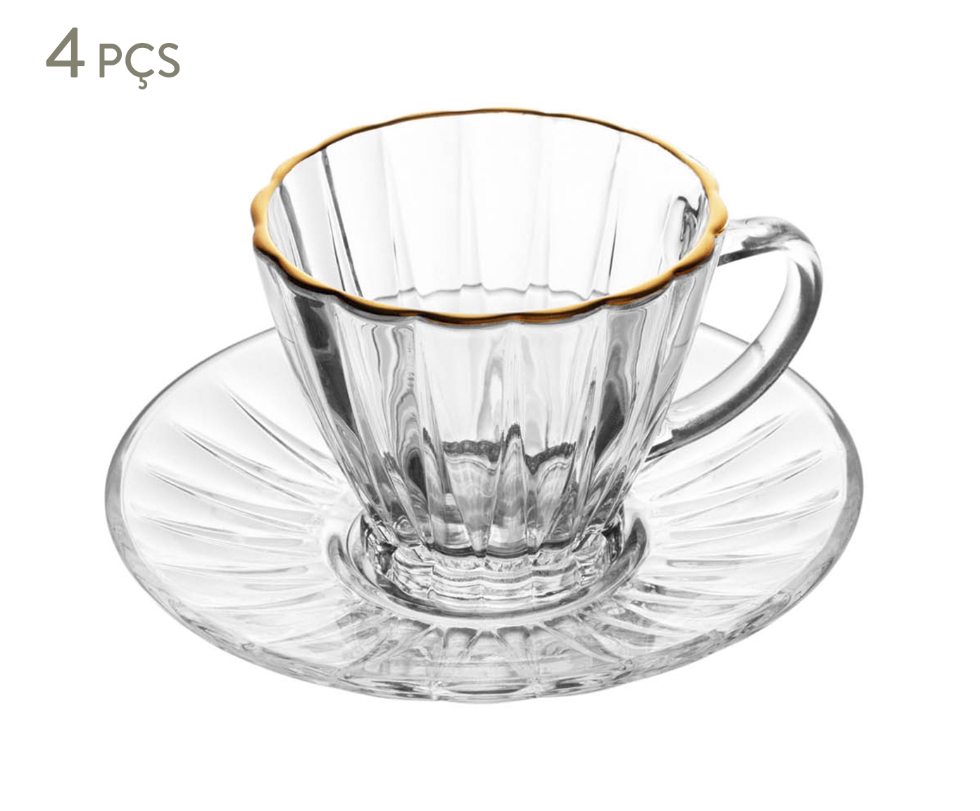 Jogo de X&iacute;caras para Caf&eacute; com Fio Dourado Radial image number 0