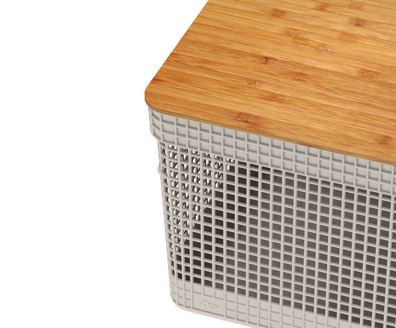 Cesto com Tampa em Bambu Grid Creme image number 3