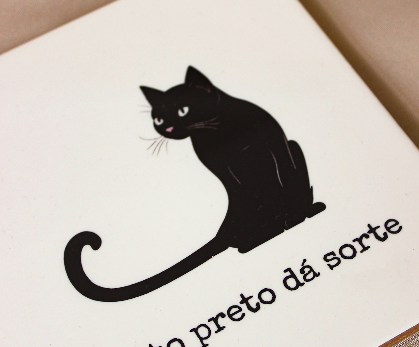 Azulejo Decorativo "Gato Preto da Sorte" image number 1