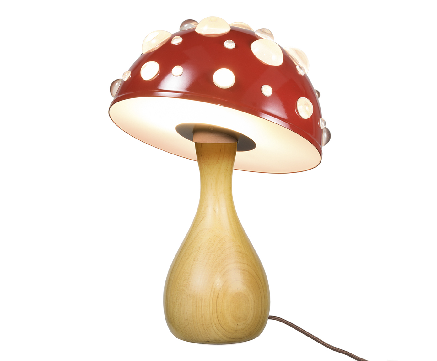 Lumin&aacute;ria Cogumelo Vermelho Liso Brilhante e Marfim image number 3