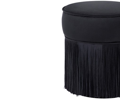 Puff Franja Simples - Preto image number 1