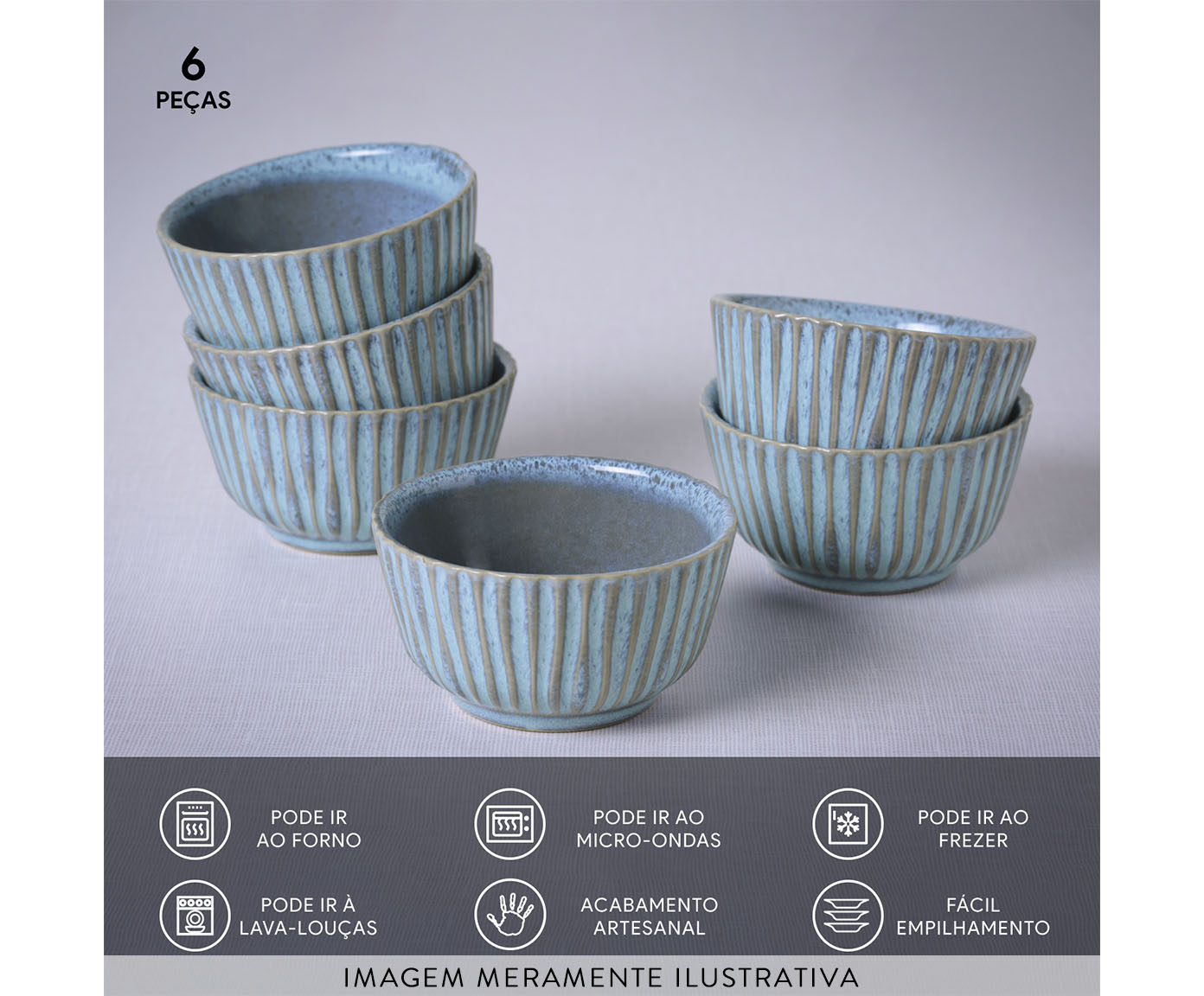 Jogo de Ramequins M&eacute;dio Linhas Breeze Azul Claro image number 3