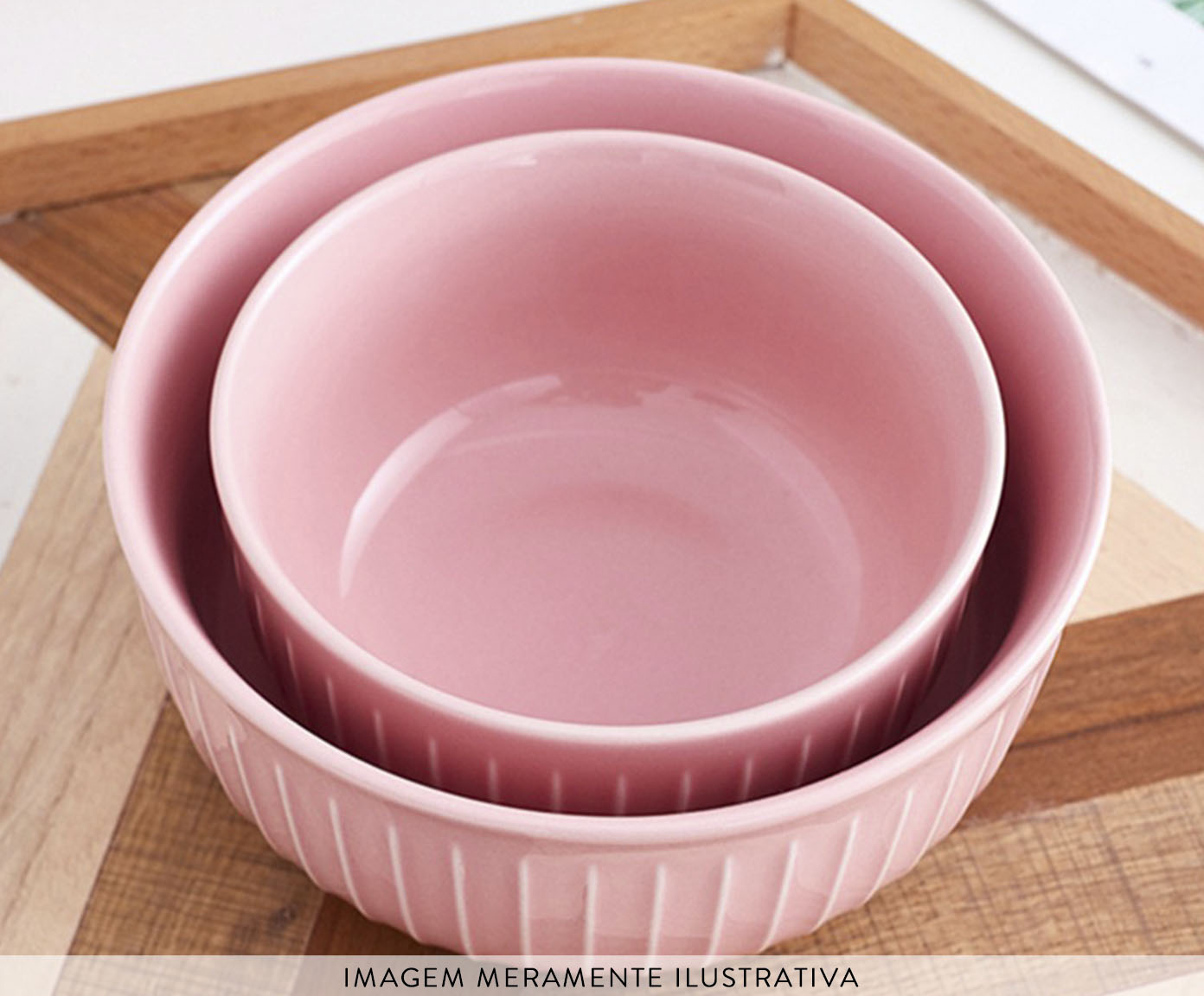 Bowl Canelado em Porcelana Gourmand Rosa image number 1