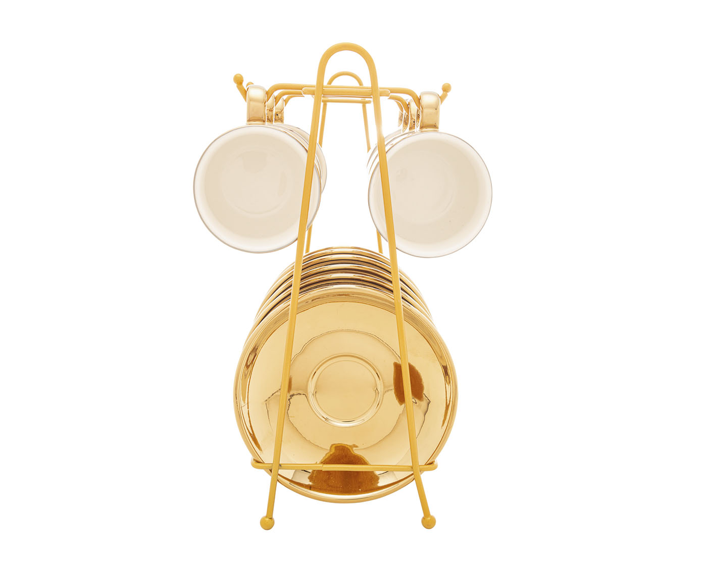 Jogo de X&iacute;caras para Caf&eacute;em Porcelana com Suporte Versa Dourado image number 2