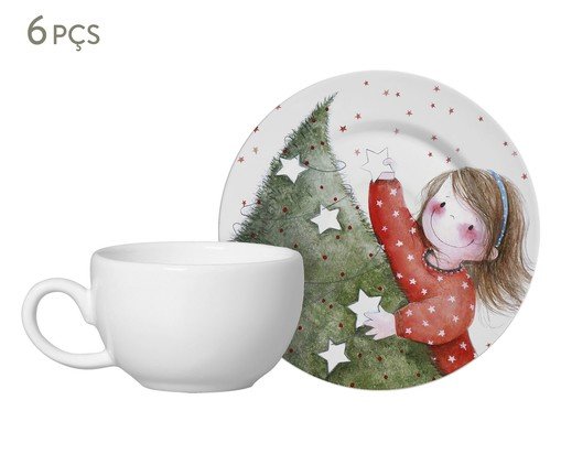 Jogo de X&iacute;caras de Caf&eacute; com Pires Sweet Christmas - 90ml image number 0