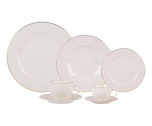 Aparelho de Jantar em Porcelana Lavish China Filado Dourado Branco - image 0