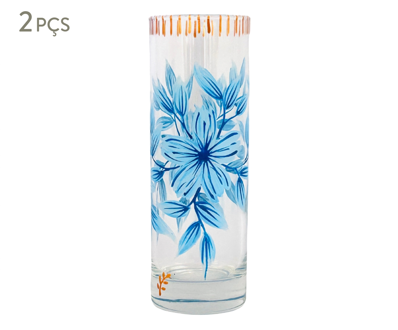 Jogo de Copos Long Drink Floral Azul - image 0