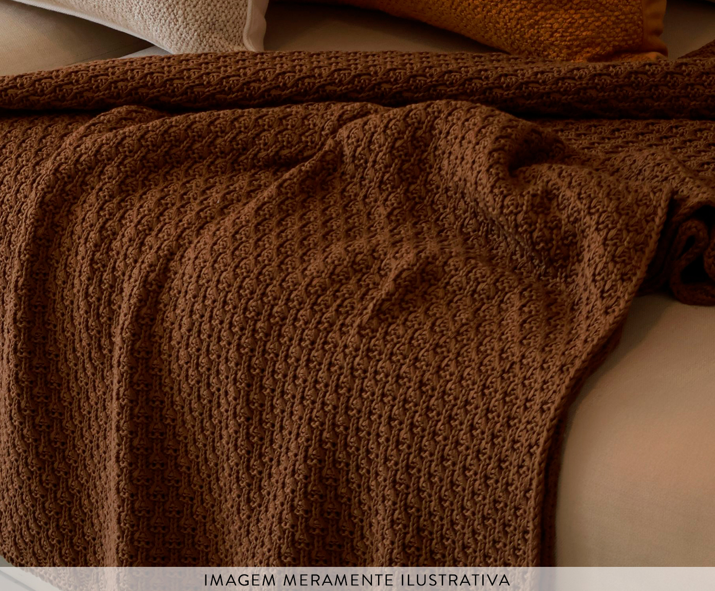 Manta Tricot Tramado Mocha Marrom - image 1