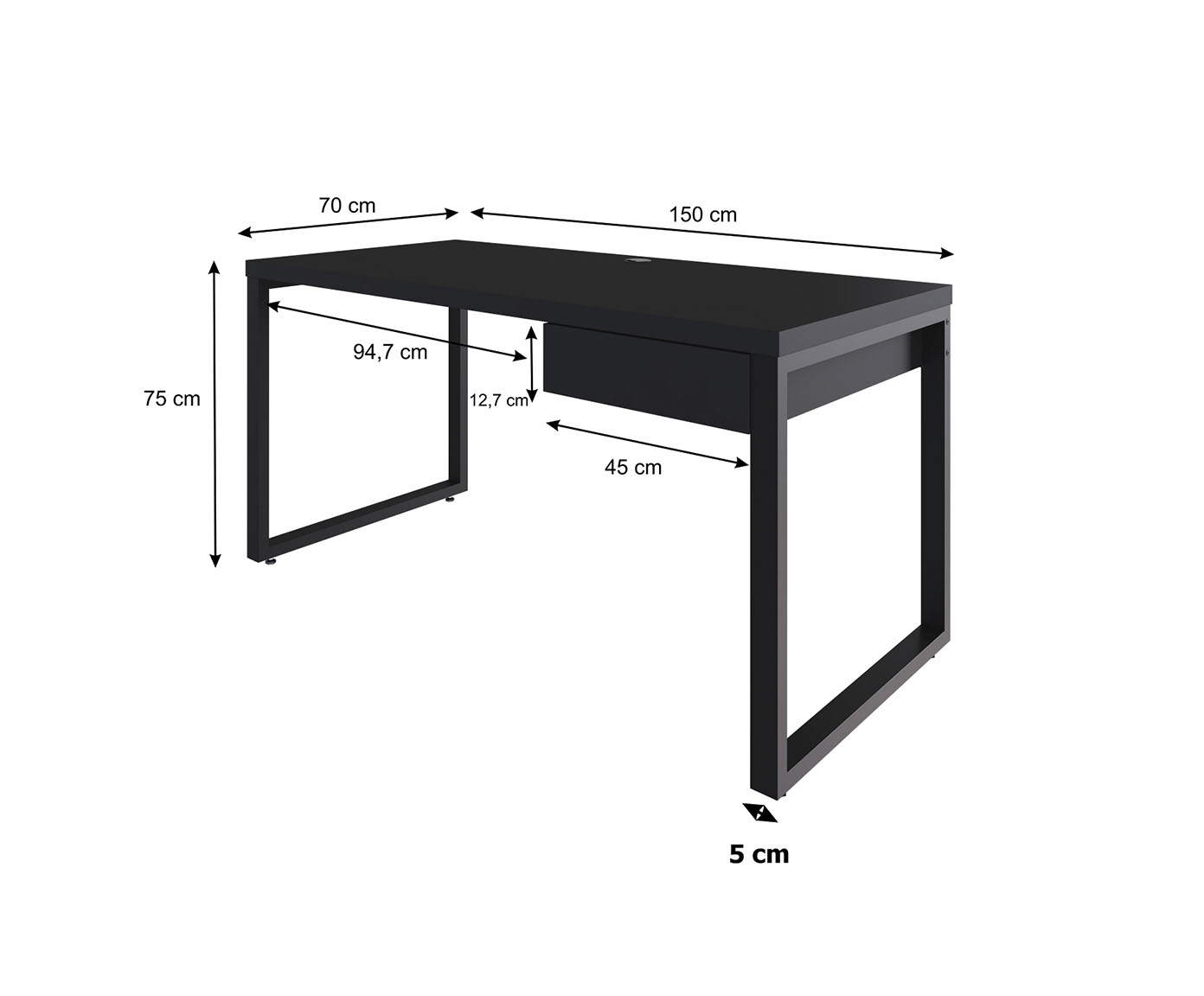 Mesa Yon Diretor com Gaveta Preto image number 3