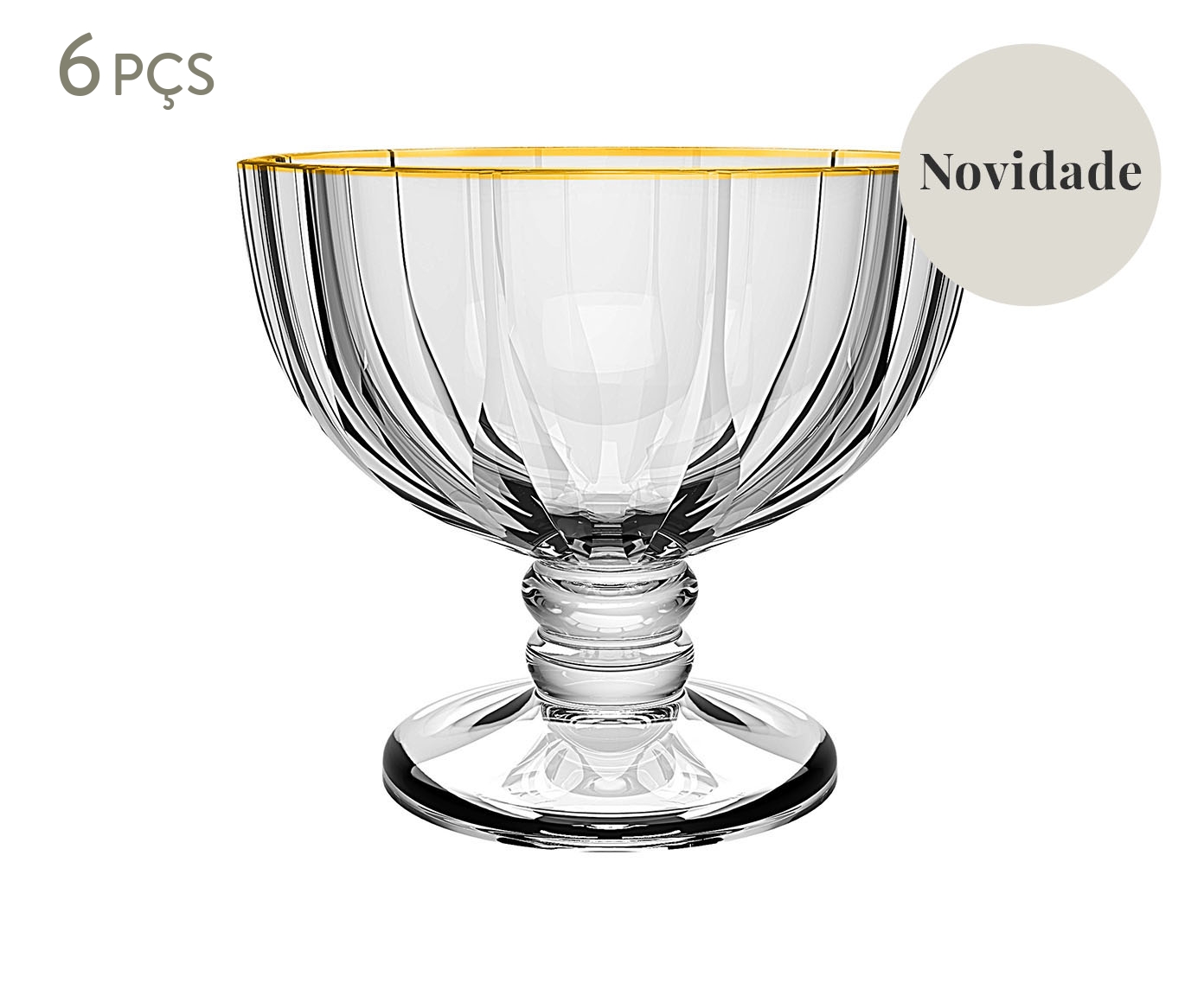 Jogo de Ta&ccedil;as para Sobremesa com Borda Dourada Refinatto - image 0
