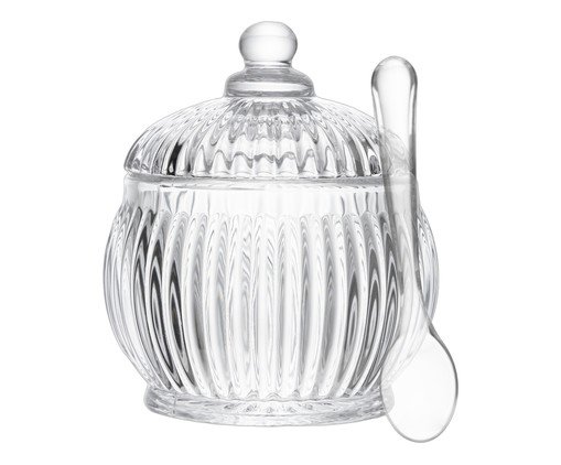A&ccedil;ucareiro em Cristal com Colher Renaissance Transparente image number 0