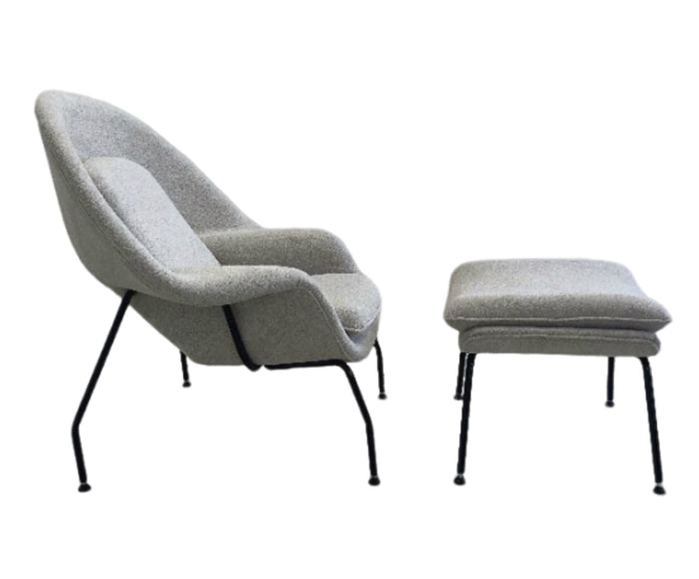 Poltrona Womb Chair com Pufe Revestida  Boucle  Creme image number 2