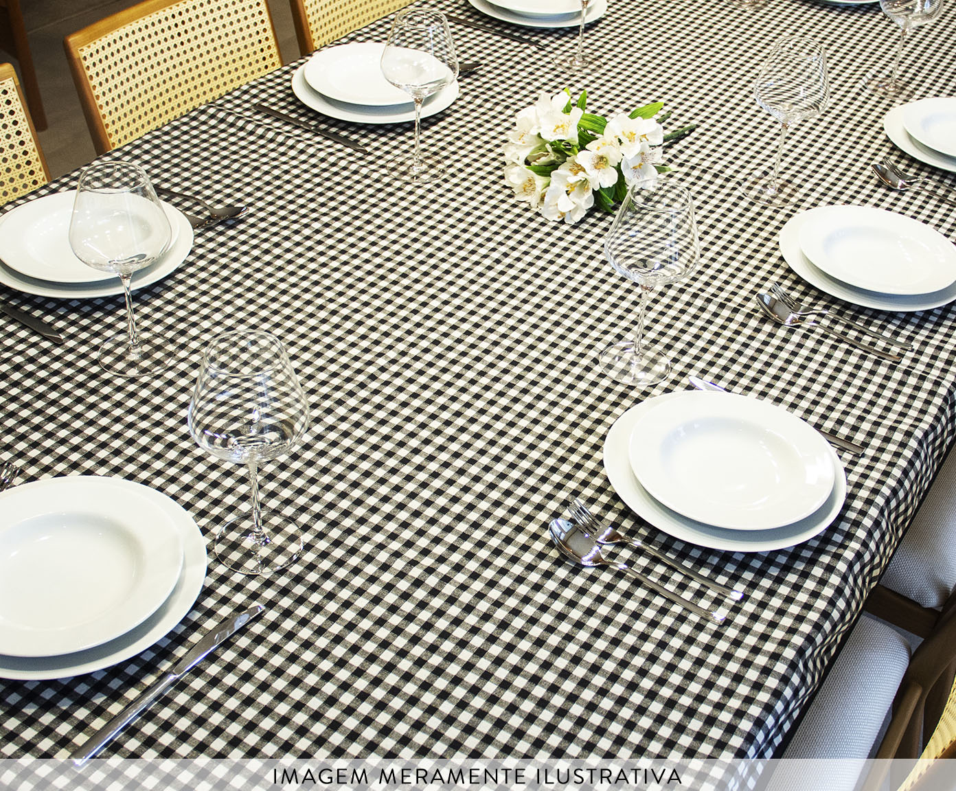 Toalha de Mesa Xadrez Preto e Branco image number 1