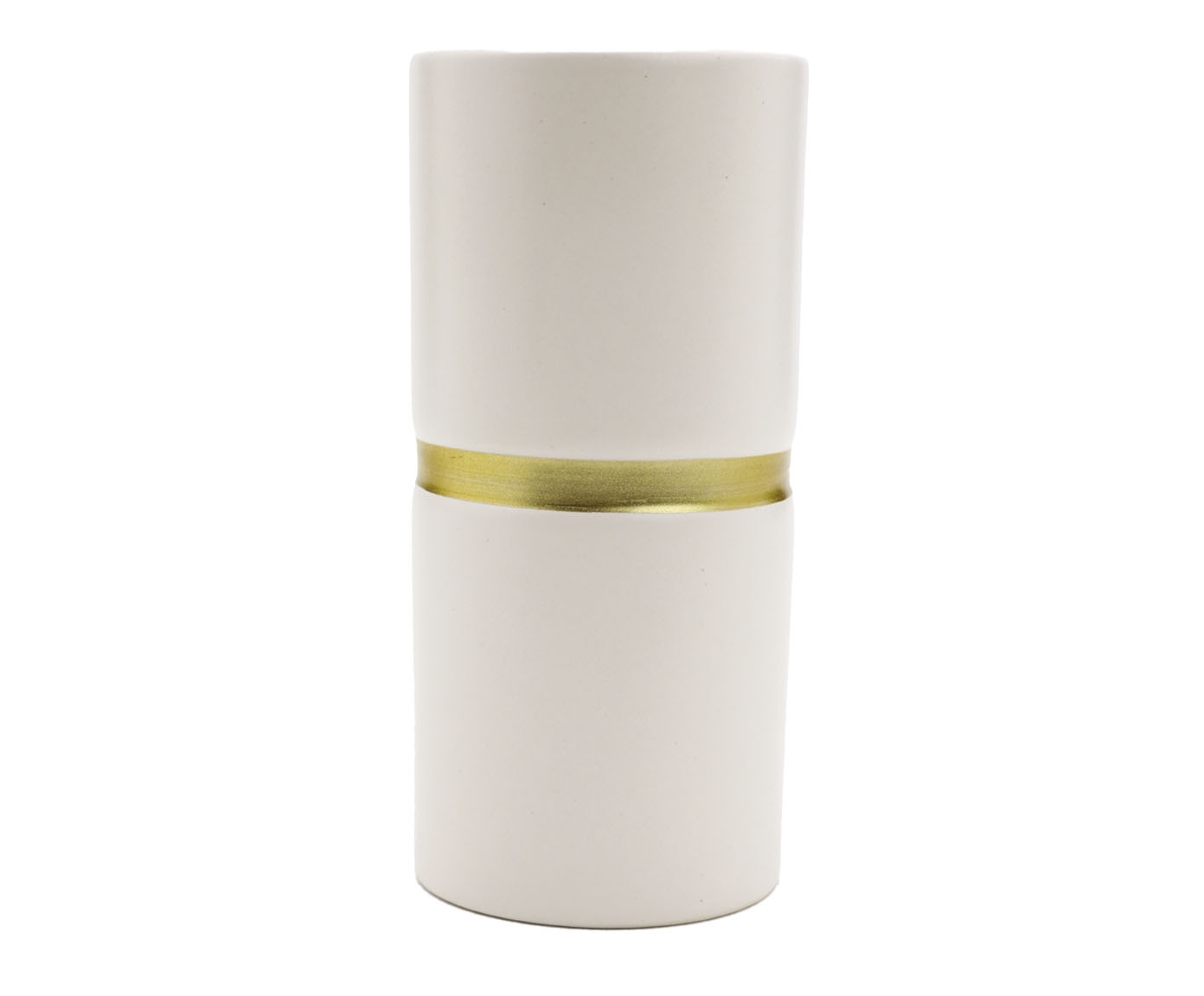Vaso de Cer&acirc;mica Filete Branco e Dourado image number 0
