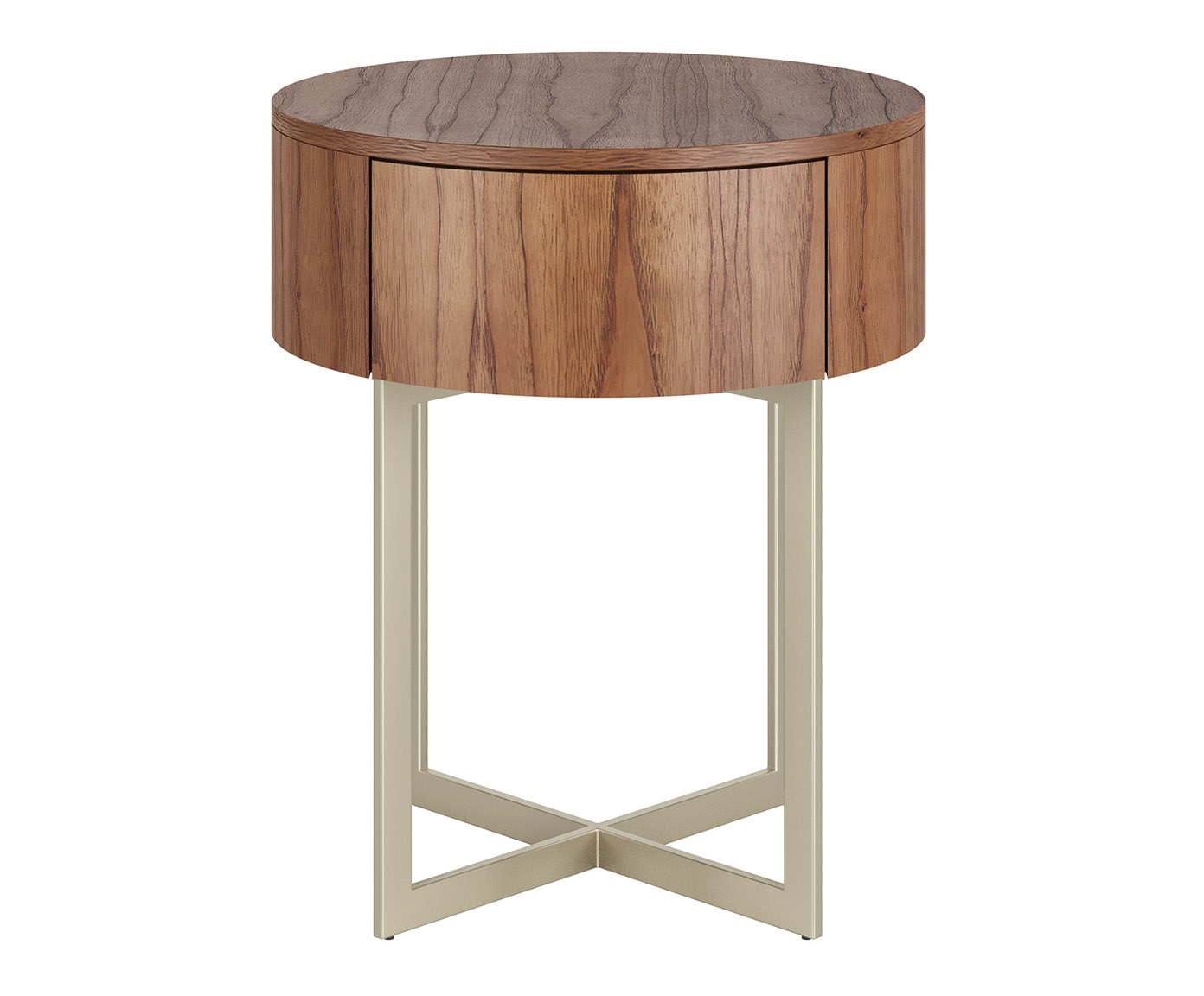 Mesa de Cabeceira Redonda Pecci Castanho e Champanhe - image 0