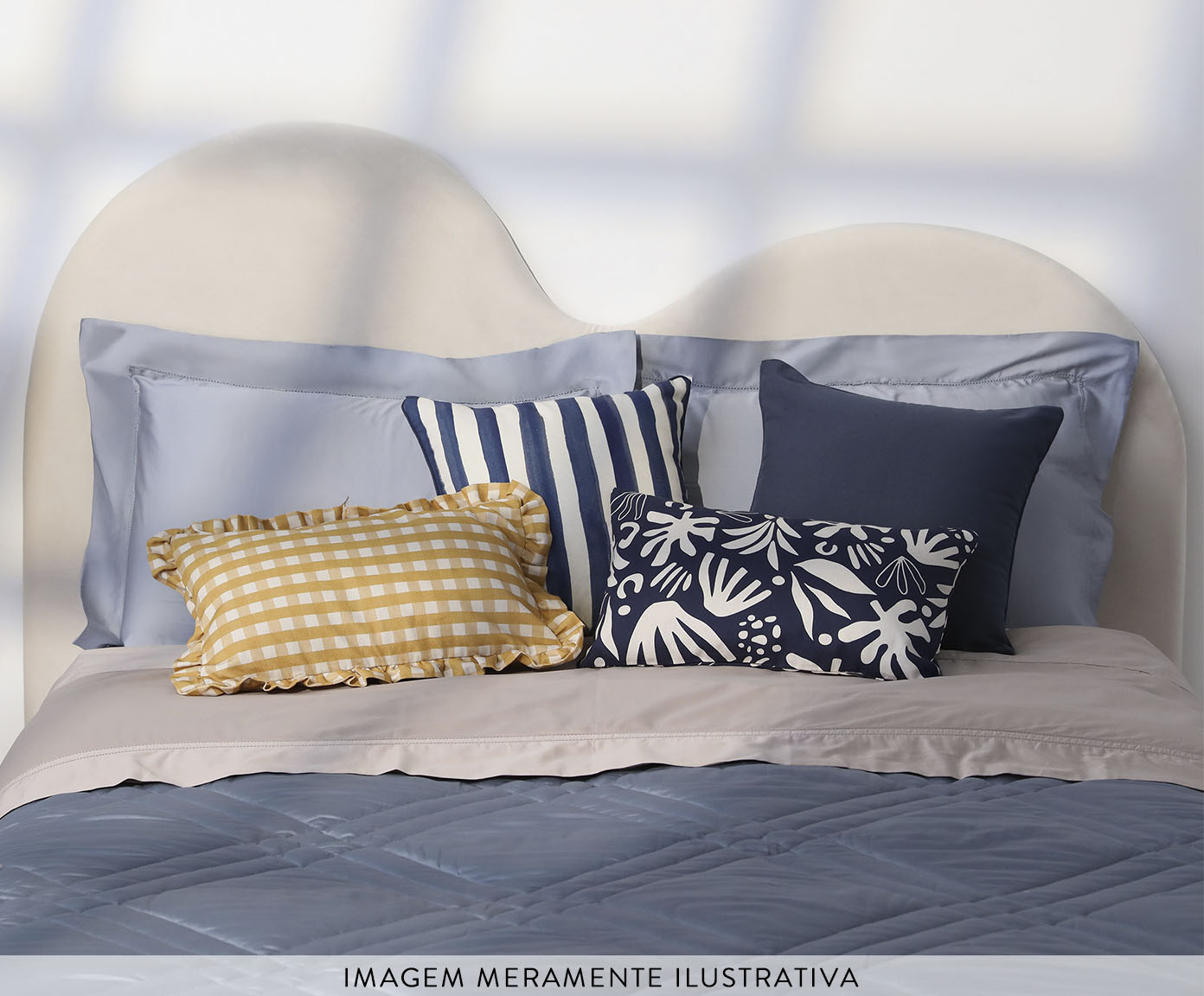 Capa de Almofada Estampada com com Cordon&ecirc; Dubai Azul Marinho image number 5