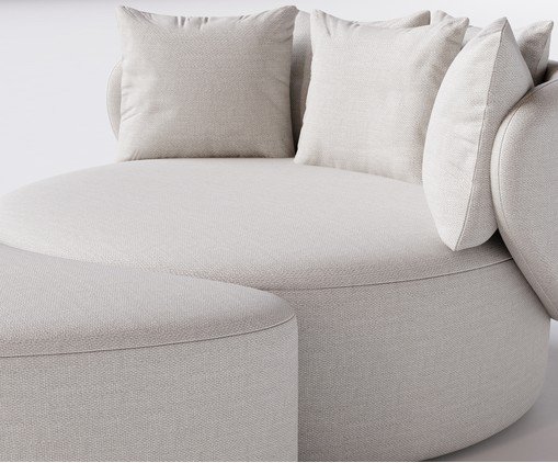 Chaise Luna com Puff Tecido Off White image number 3