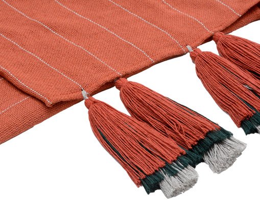 Manta para Sof&aacute; com Tassel Etnica - Telha e Cinza image number 5
