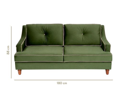Sof&aacute; Windsor em Veludo - Verde com Vivo Cru image number 13