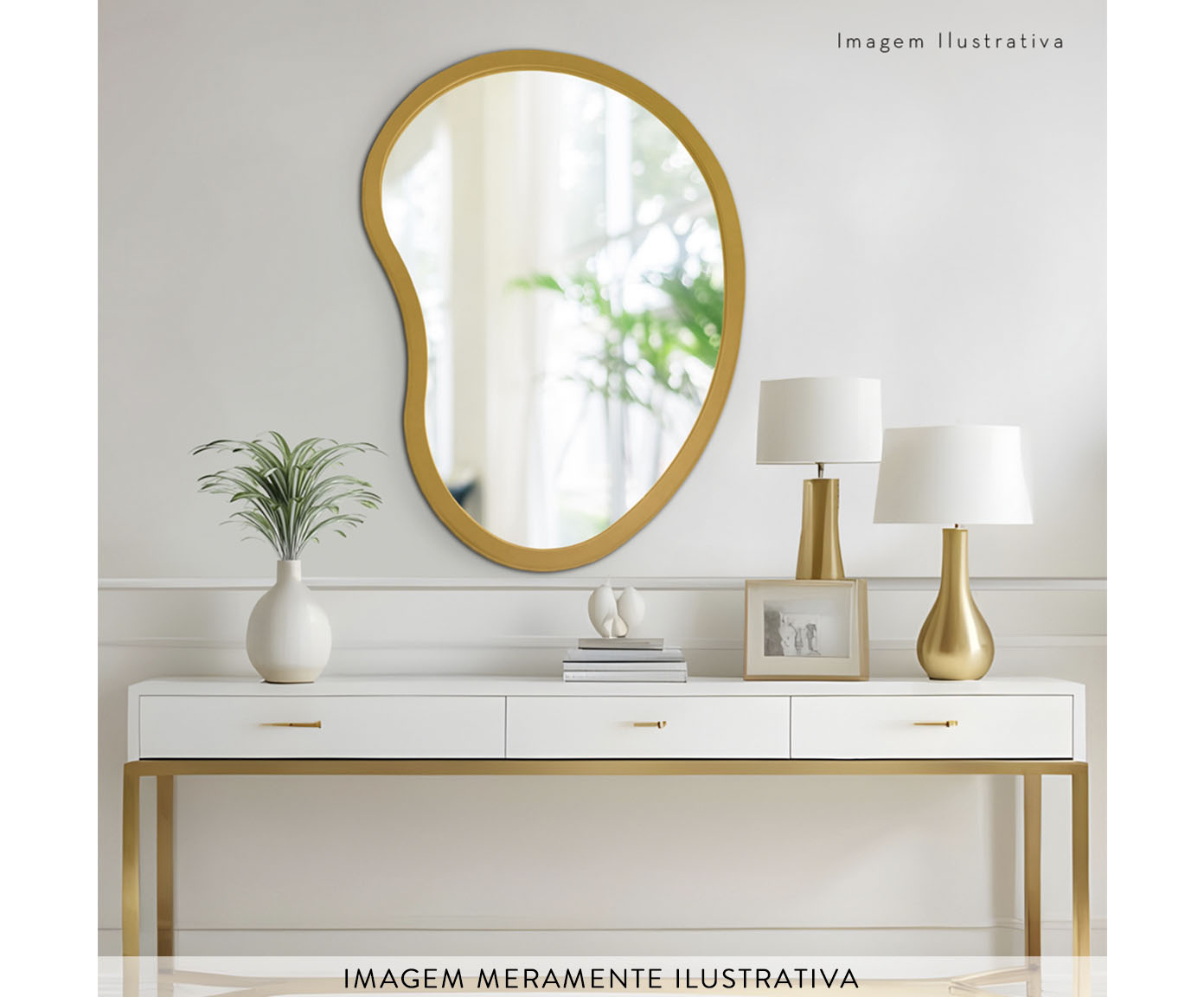 Espelho de Parede Org&acirc;nico Egg Dourado image number 7