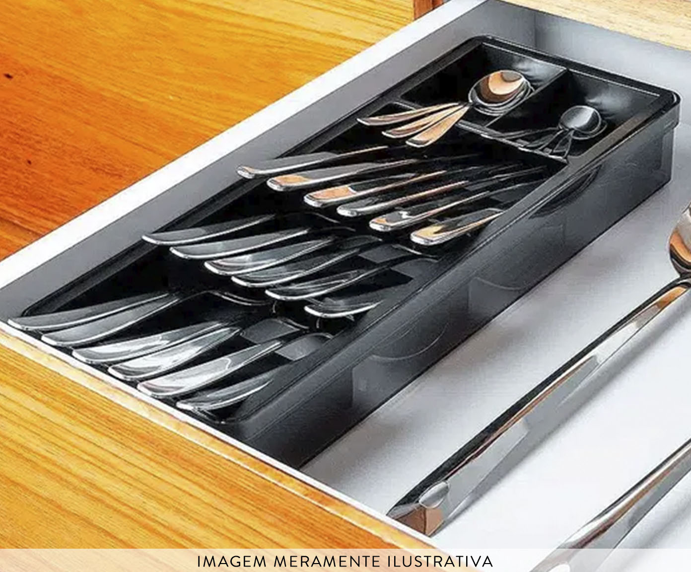 Organizador de Talheres Clear - Preto Fechado image number 1