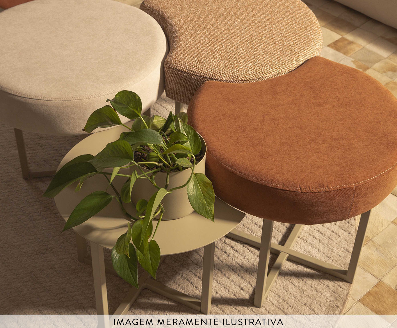 Pufe Modular Bola em Linho - Bege - image 1