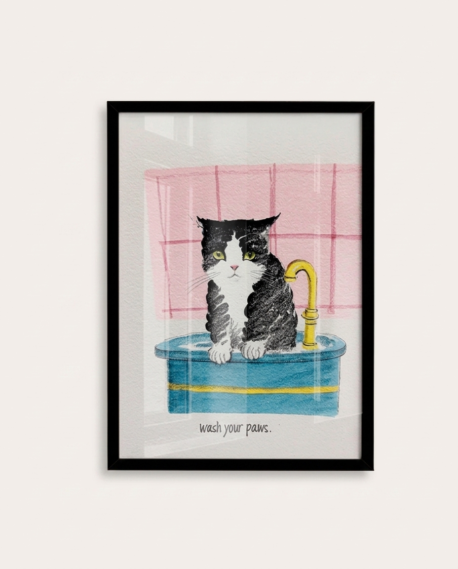 Quadro Wash Your Pawscom Moldura Preto image number 2