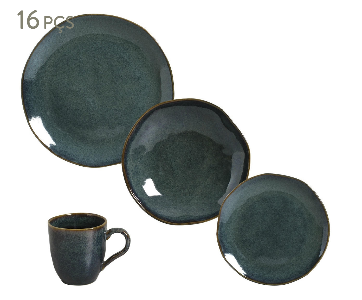 Aparelho de Jantar Org&acirc;nico Oceano Azul - 16P&ccedil;s - image 0