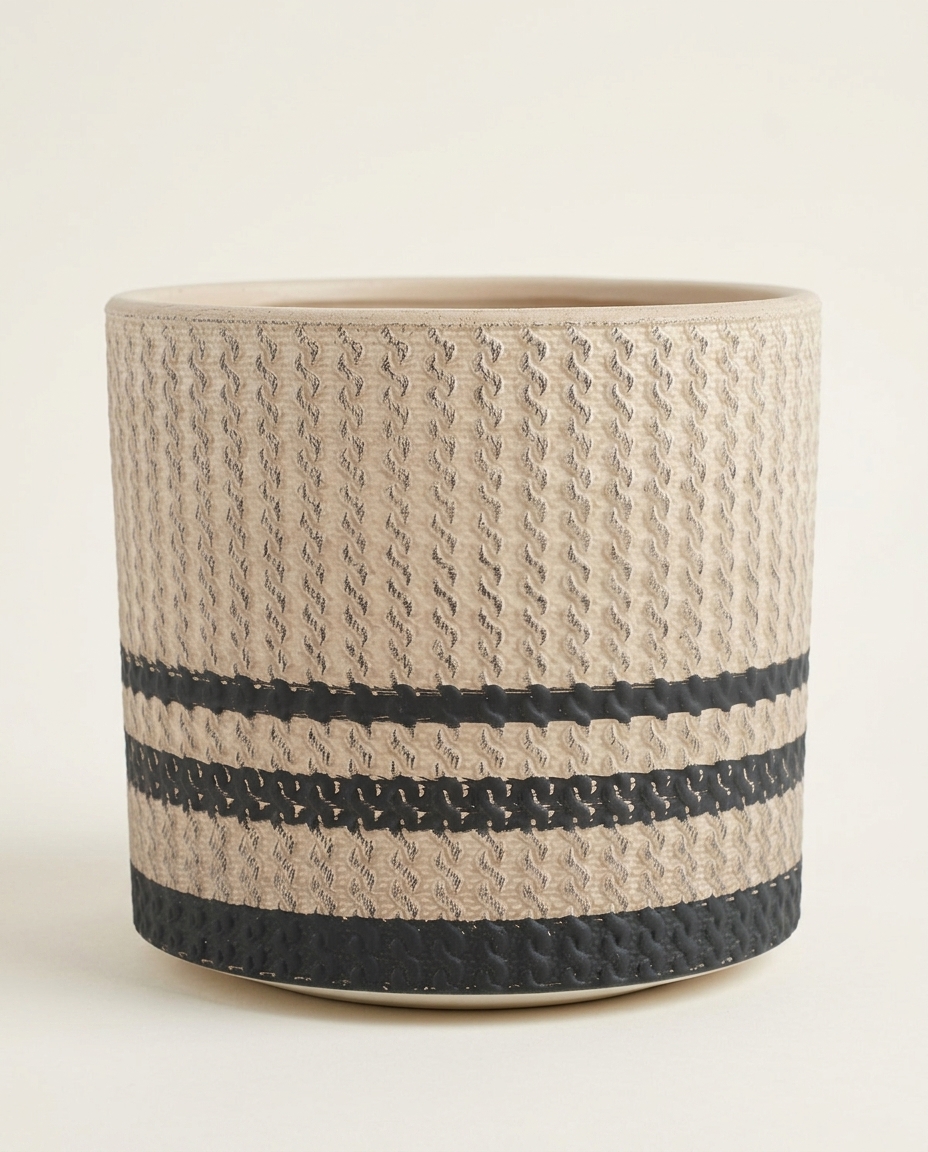 Cachepot Nancy Bege e Preto Grande - image 0