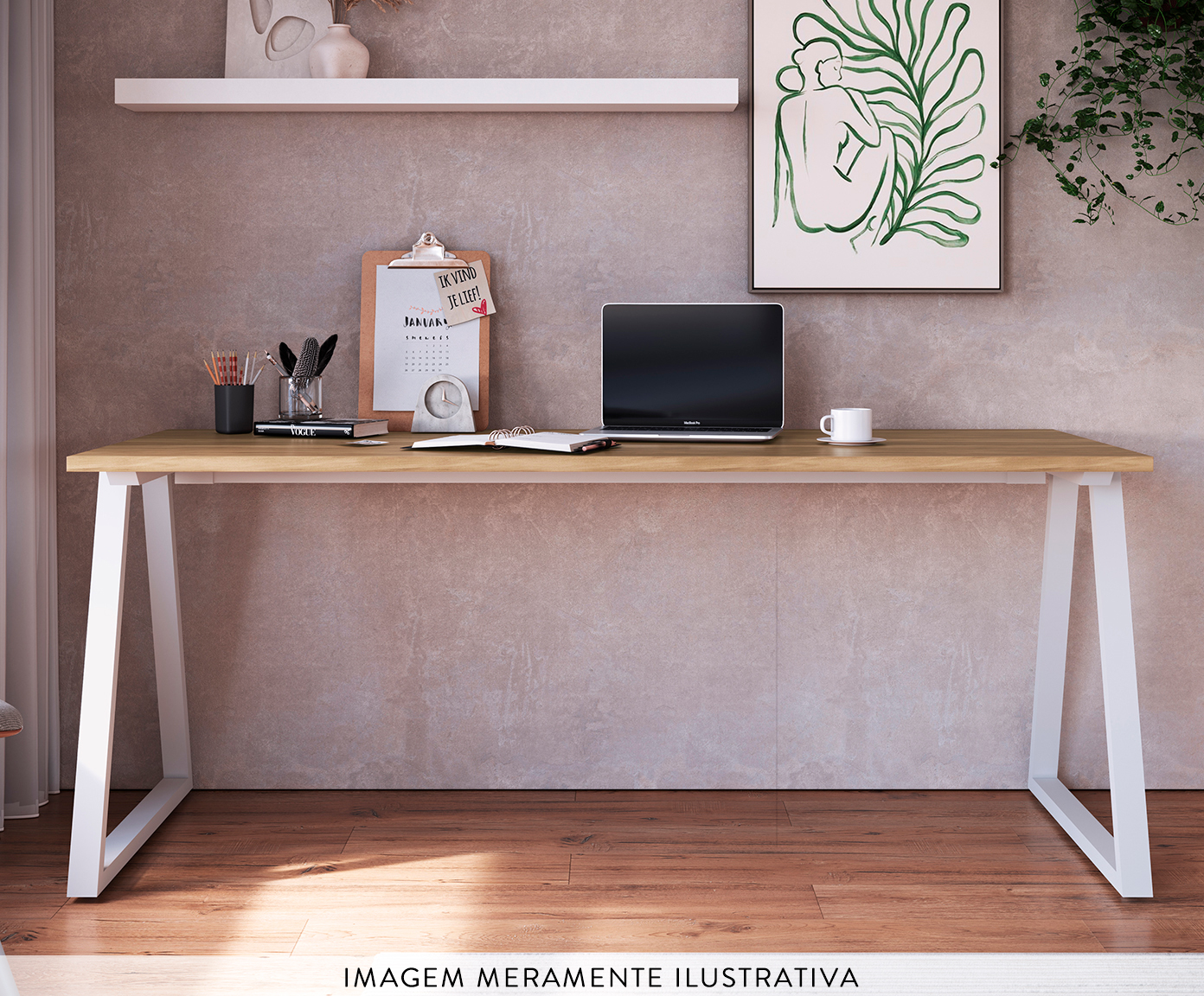 Mesa Escrivaninha Concept Home Office Nogal Sevilha - Branco image number 2