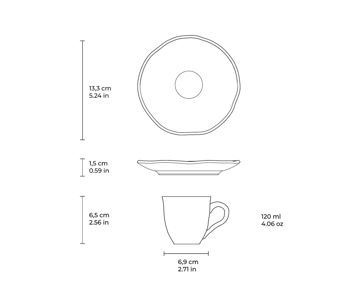 Jogo de X&iacute;cara para Caf&eacute; Org&acirc;nico New White Gold Branco image number 2