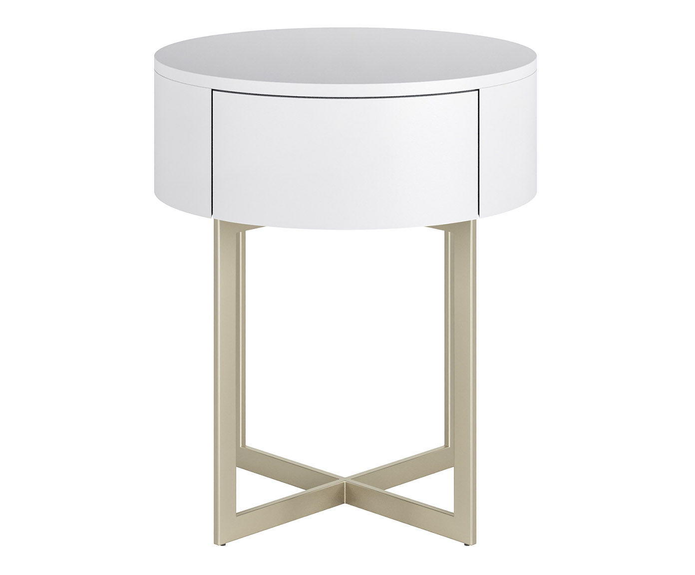 Mesa de Cabeceira Redonda Pecci Branco e Champanhe - image 0
