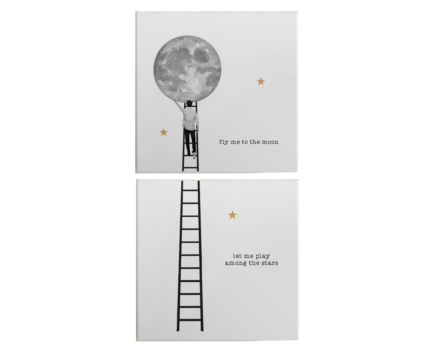 Painel de Azulejos Fly Me To The Moon Branco e Preto image number 0