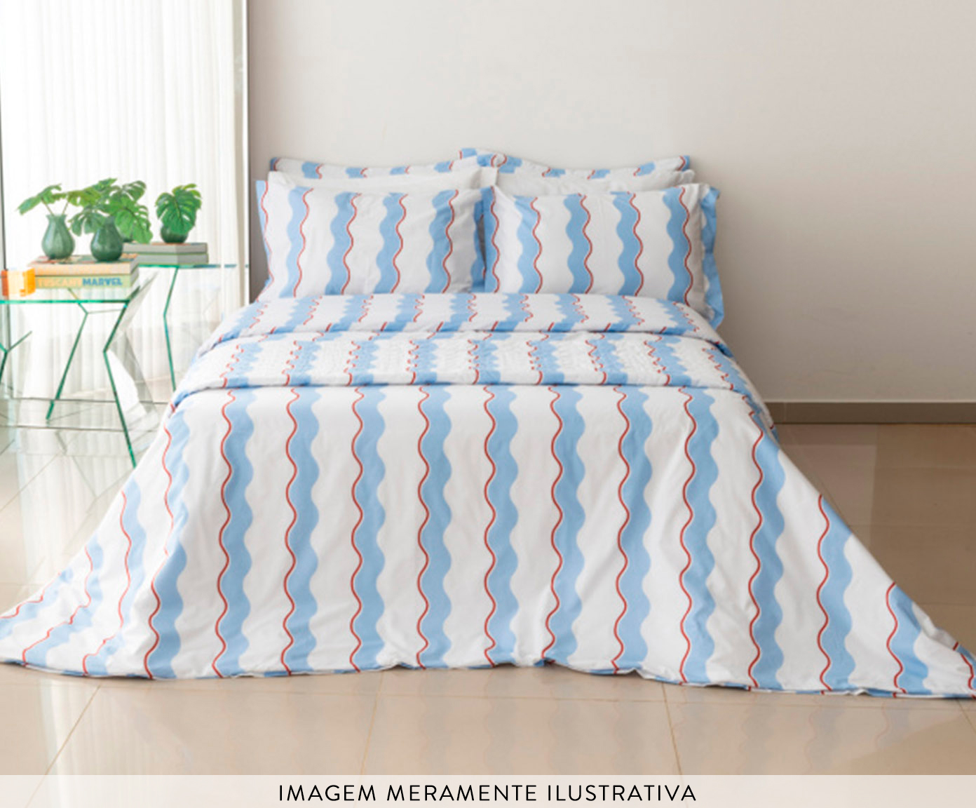 Duvet Percalle Estampado Wave Blue 200 Fios image number 2
