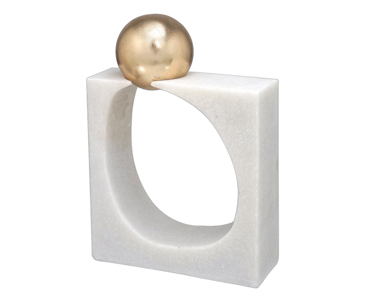 Escultura Decorativa Movimento Branco e Dourado image number 0