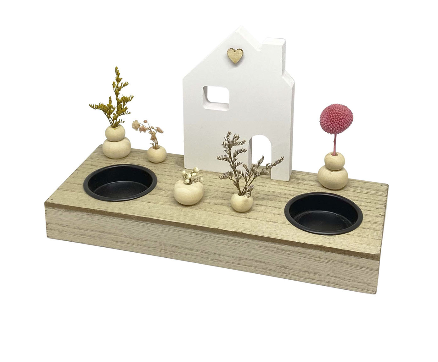 Decor Mesa Town 2 Candles Natural e Branco image number 1